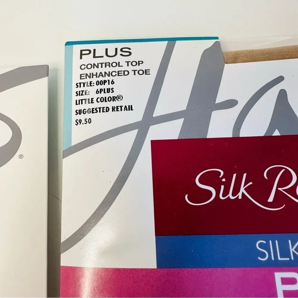 Hanes‎ Silk Reflections Little Color 6Plus Pantyhose 2 pair